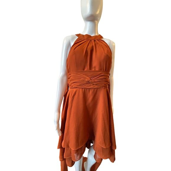 Anya Women's Halterneck Chiffon Knee-Length Wedding Guest Dress Size 12 wom3002 - Picture 1 of 10